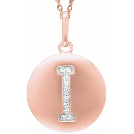 Diamond Accent Rose Gold-Plated Sterling Silver Round Initial I Disc Pendant