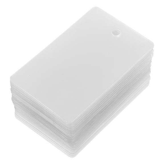 RENACLIPY 50 Pcs Transparent PVC Label Tags with Hole, Plastic Multi-Use Tags for Organizing and Labeling