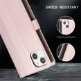 thumbnail image 6 of Designed for iPhone 13 Wallet Case, Classic Women Flip Folio Cover with Embossed PU Leather Stand Card Holder Slots Magnetic Detachable Wrist Strap for iPhone 13, Rosegold, 6 of 9