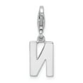 thumbnail image 3 of 925 Sterling Silver Rhodium-plated With Lobster Clasp Letter N Initial CZ Charm Pendant; for Adults and Teens; for Women and Men, 3 of 3