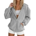 thumbnail image 5 of YOIAVAIOY Sweatshirt Jackets for Women Raglan Long Sleeve Zip Up Hoodies Solid Casual Athletic Jacket with Pockets Gray S, 5 of 8