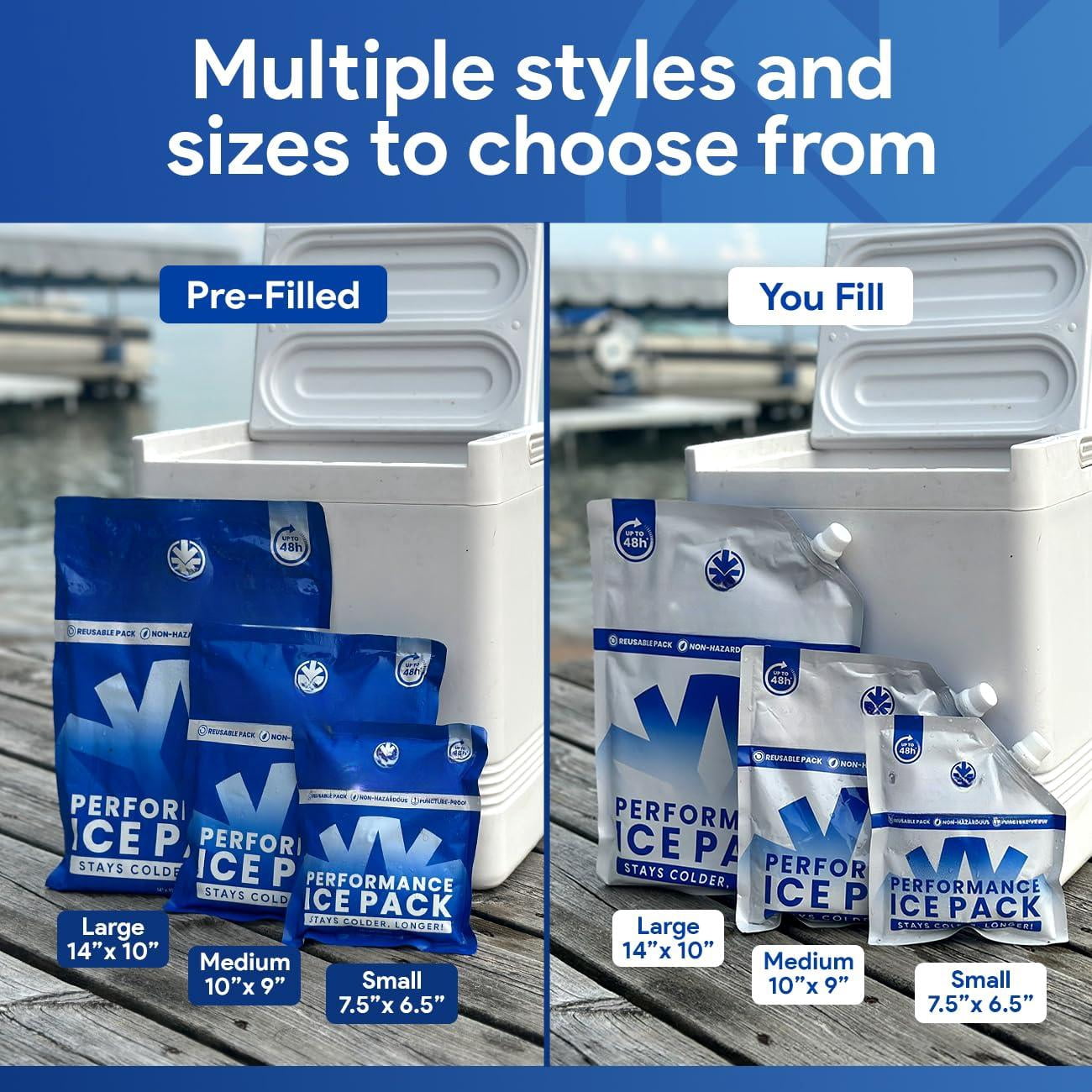 Prefilled Reusable Ice Packs For Coolers | Long Lasting Freezer Blocks Camping  Lunch Bags & More 48 Hour Cooler Pack Technology
