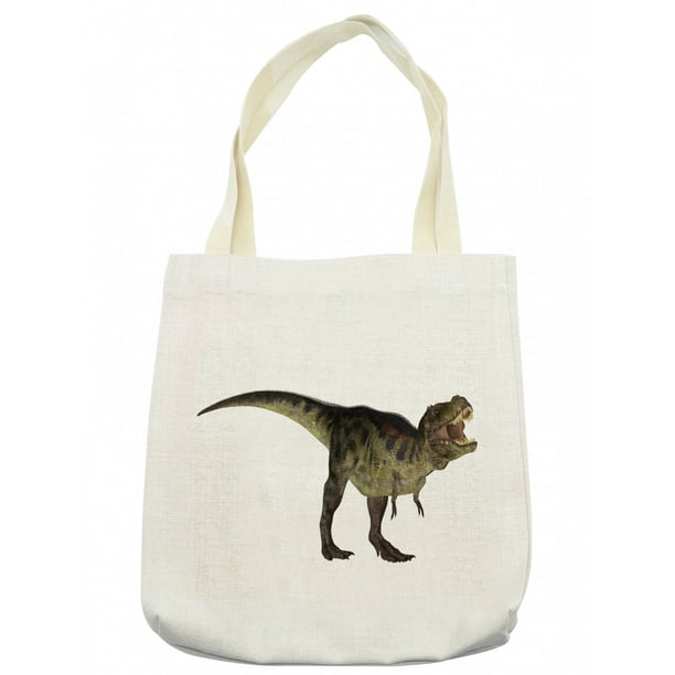 Dinosaur Tote Bag, Tyrannosaurus Dinosaur Illustration Prehistoric Nature Wildlife Reptilian