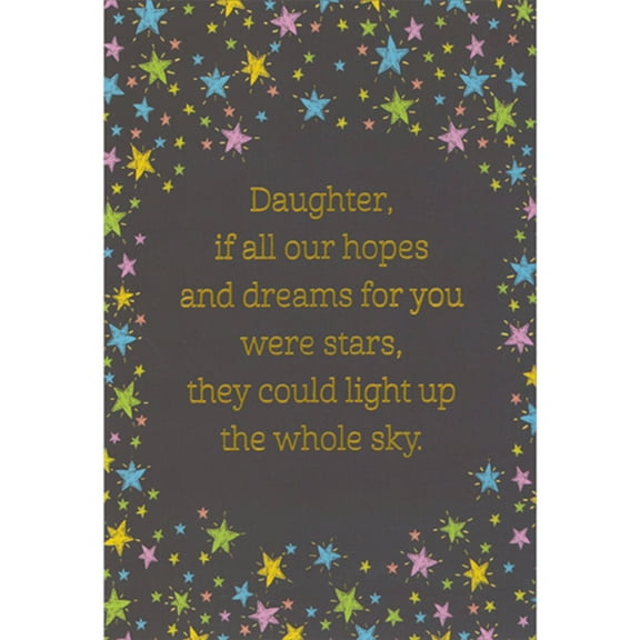 Pictura Chalk Stars Borders on Mocha: All Our Hopes and Dreams Congratulations Graduation Card for Daughter