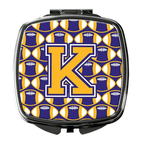 Letter K Football Purple and Gold Compact Mirror CJ1064-KSCM