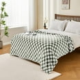 thumbnail image 3 of Checkered Blanket Flannel Throw Blankets Soft Cozy Checkered Grid Print Chessboard Gingham Pattern Blankets for Bed Sofa Couch for All Seasons（Dark Olive, 50"×60"）, 3 of 6