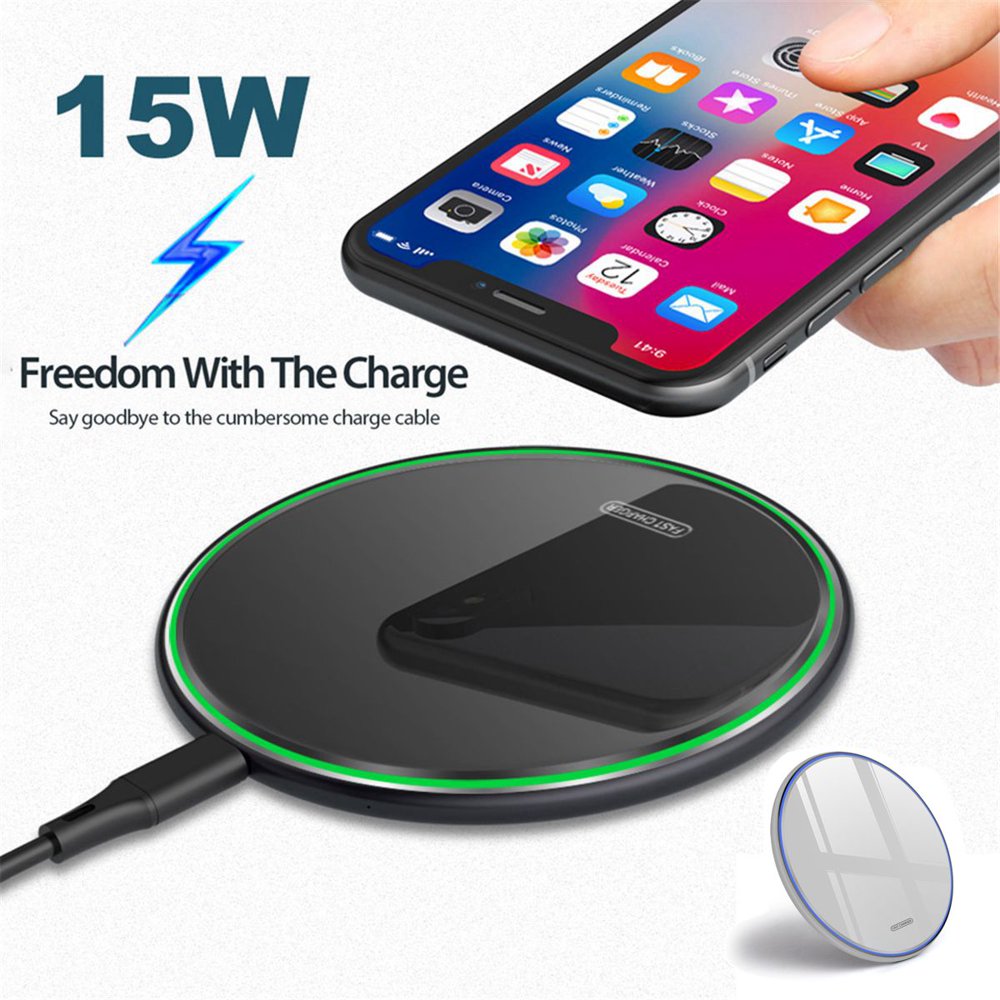 10W/ 15W Fast Wireless Charger Charging Pad with Fast Charging Speed 360° Charging Ultra Slim