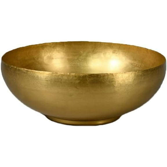Antique Brass Decorative Bowl for Floating Candles, Flowers, Potpourri, Catchall for Entryway, Dining Table Centerpiece, Home Décor, 4.75" Tall & 12" Diameter
