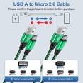 thumbnail image 4 of Android Charger Cable,Micro USB Cable 2 Pack 6FT USB A to Micro Cable with 2-Pack USB Wall Charger, KIGPOZI Fast Charging USB Plug Compatible with Samsung Galaxy S7 S6 J8 J7 Note 5,Kindle, LG (Green), 4 of 7