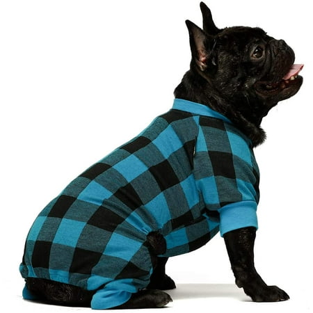 Fitwarm 100% Cotton Buffalo Plaid Dog Clothes Puppy Pajamas Pet Apparel Cat Onesies Jammies Doggie Jumpsuits Medium