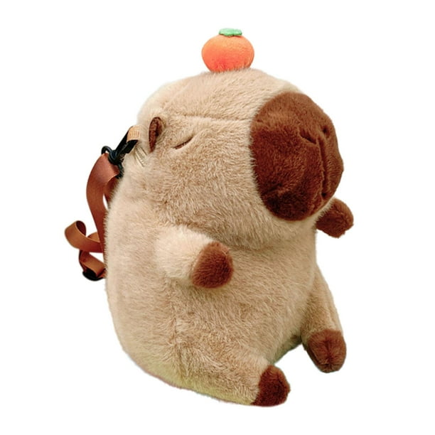 Mochila de peluche de carpincho, bolsa de peluche, divertida mochila de peluche para viajes informales. Caqui