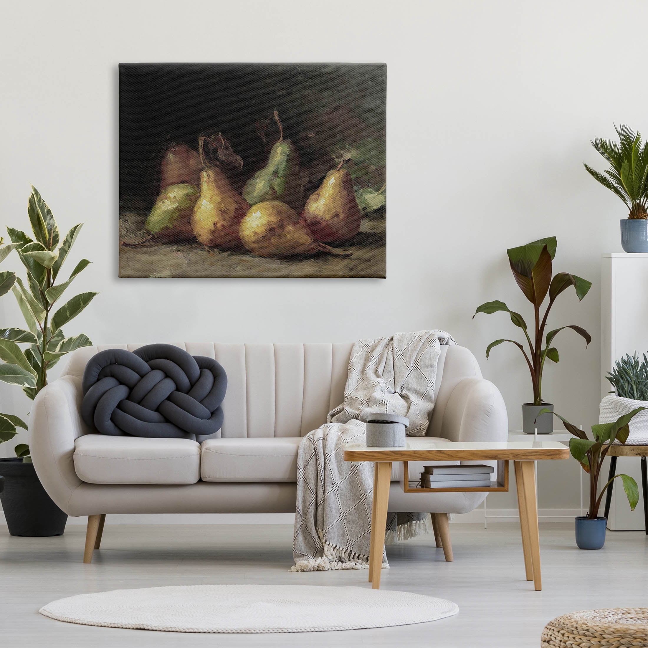 Classic Pears Still Life Food & Beverage Painting Gallery Wrapped Canvas Print Wall Art