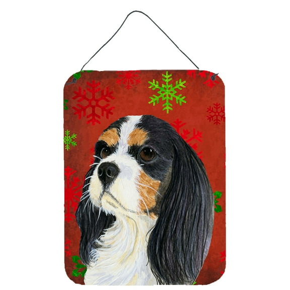 Carolines Treasures LH9324DS1216 Cavalier Spaniel Red and Green Snowflakes Holiday Christmas Wall or Door Hanging Prints