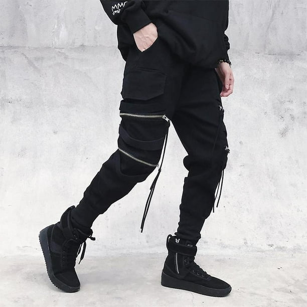 Men Trousers Sweatpants Joggers Cargo Pants Tech wear Pants Cool Solid  Ribbons 