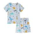 thumbnail image 2 of ATOGUTA Size 3-14 Years Toddler Summer Outfits for Boys Kids Short Sleeve Top T-Shirt & Shorts Dinosaur Clothing Sets Light Blue, 2 of 3