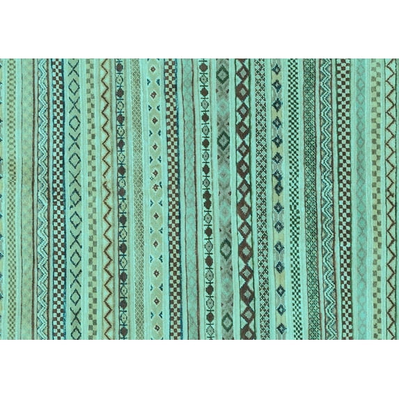 Ahgly Company Indoor Rectangle Solid Light Blue Modern Area Rugs, 7' x 10'