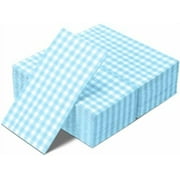 120 Pieces Blue Gingham Paper Napkins Bulk, Buffalo Plaid Napkins Checkered Disposable Guest Towels Set Picnic Theme Paper Hand Towels for Home Dinner Christmas Birthday Party Supply, 3 Ply