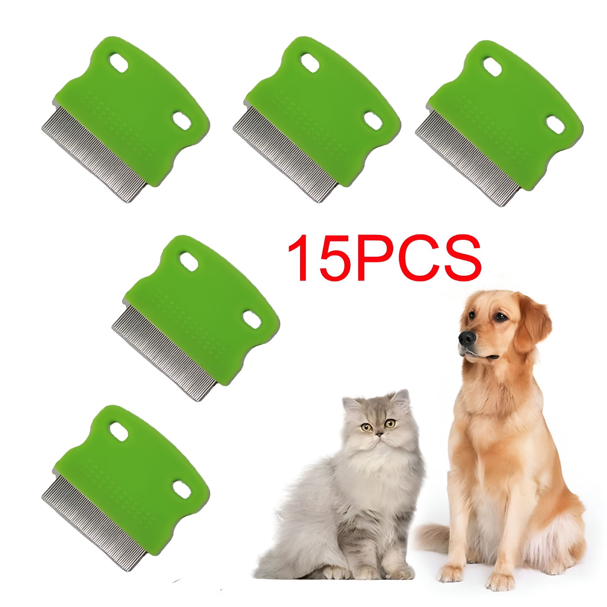 ACDANC 15 Pack Flea Comb for Cats and Dogs, Stainless Steel Fine Tooth Hair Brush, Gentle Grooming Tool for Flea, Lice & Tangle Removal