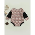 thumbnail image 4 of Baby Girl Romper, Long Sleeve Round Neck Flower Print  Spring Fall Bodysuit Tops, 4 of 7