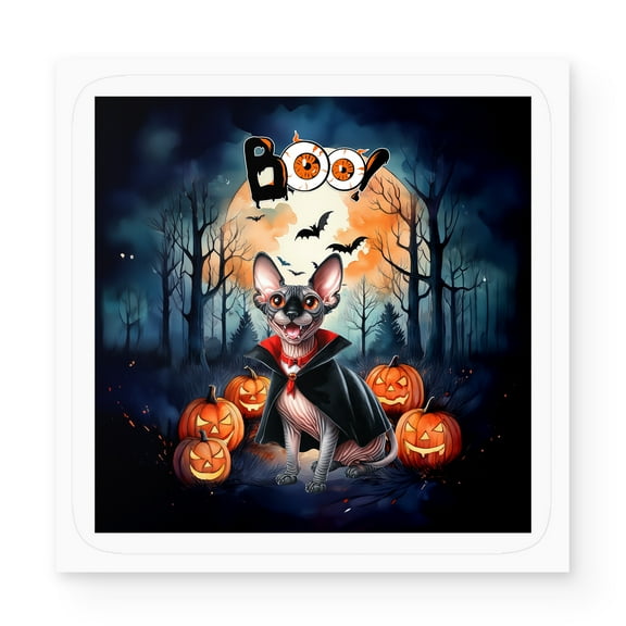 Happy Halloween Vampire Sphynx BOO with Pumpkins Fun and Spooky Vinyl Sticker Cat Lover Kitten Owner Gifts Idea Waterproof Decal Art Decor - 00018