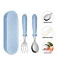 thumbnail image 3 of Juego de vajilla portátil de acero inoxidable 304, cuchara y tenedor para exteriores, Juego de 2 piezas, juego de vajilla portátil para estudiantes, cuchara de alimentación para bebés, 3 of 5