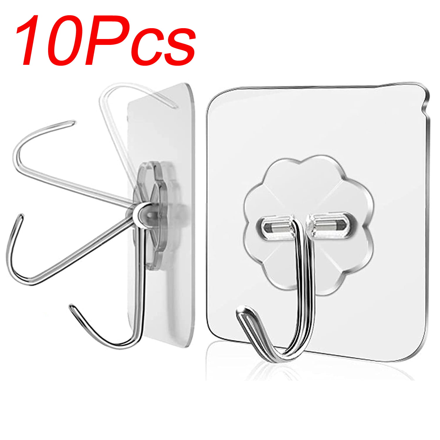 12 x  SELF ADHESIVE PLASTIC WALL & DOOR HOOKS Strong Sticky Stick On Peg Hanger 