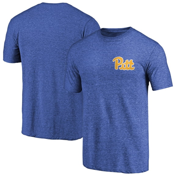 Men's Royal Heather Pittsburgh Panthers Left Chest Distressed Logo Tri-Blend T-Shirt