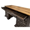 thumbnail image 5 of Pemberly Row Executive Credenza Desk Writing Table With Wood Plank Top Brown, 5 of 11
