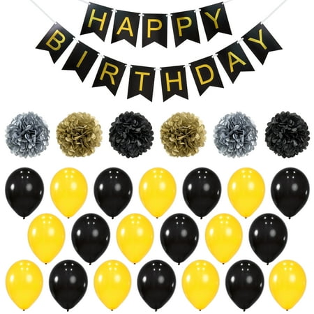 Best Choice Products Birthday Party Balloon Decoration Supplies Set w/ Happy Birthday Banner, 6 Pom-Poms, 20 Balloons - (Best Birthday Decorations Ever)