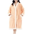 thumbnail image 2 of Fanxing Terry Absorbent Robes for Women Extra Thick Cozy Warm Plush Bathrobe Cozy Christmas Gift Button Down Nightgown Sleepwear Orange Free Size, 2 of 8