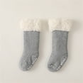 thumbnail image 2 of Rumantou Kids Wool Socks For Boys Girls Kids Wool Socks For Boys Girls Baby Boy Girl Ankle Crew Socks With Grips Toddler Kids Unisex Fleece Lined Warm Thick Socks Back to School for 0-6 Months,Grey, 2 of 5