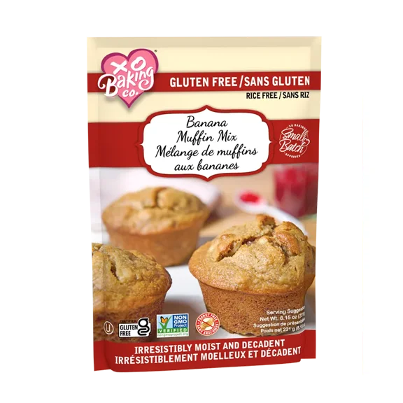 XO Baking Co. Gluten Free Small Batch Banana Muffin Mix; Holiday Baking, Non-GMO, No Preservatives, Artificial Flavors or Colors, 8.15oz