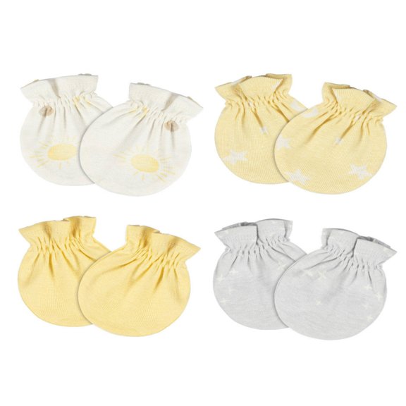 Gerber Mitones bebé gris amarillo 4 piezas algodón suave antirrasguños 0-3 meses