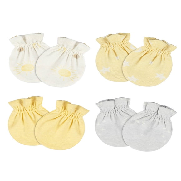 Gerber Mitones bebé gris amarillo 4 piezas algodón suave antirrasguños 0-3 meses
