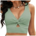 thumbnail image 2 of Siilsaa Bikini Tops for Women Cropped Tankini Tops Beach Padded Knot Twist Cut Out Adjustable Tank Swimwear Top Only Green,XL, 2 of 4