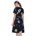 thumbnail image 2 of Bixox Robe d'Été à Manches Courtes pour Femmes Robe Ample Longueur Genou avec Poches-Espace, 2 of 7