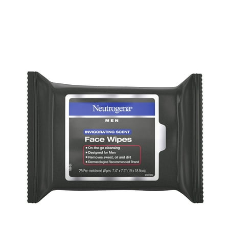 Neutrogena Men Travel Face Wipes, Oil-Free & Alcohol-Free, 25 ct