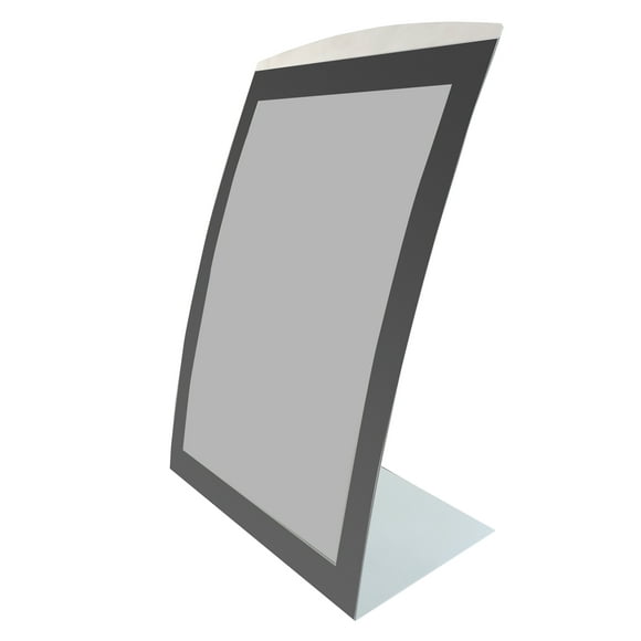FixtureDisplays® 11 x 17 Sign Holder for Tabletop, with Magnetic Lens, Curved - Silver/Balck 19127-BLACK