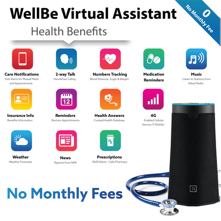 WellBe® Smart Speaker and Alert- No Monthly Fee- Virtual Health Assistant