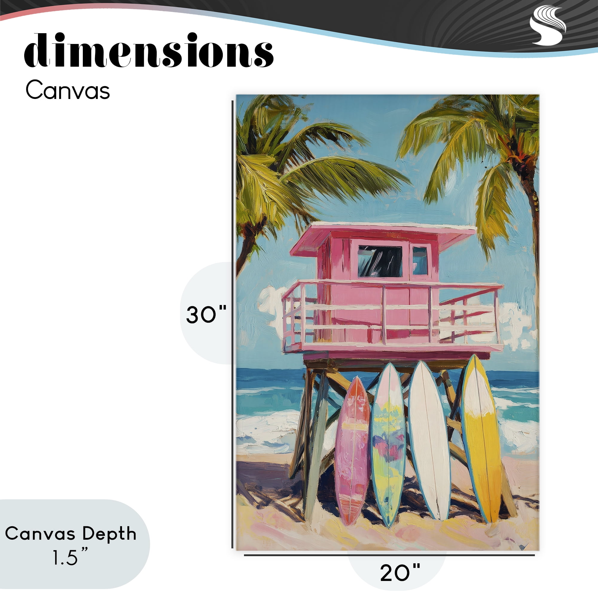Stupell Industries High Pink Surf Shack Canvas Wall Art, design by Petal Prints Design