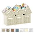 thumbnail image 2 of BAJYOJI 6 Pack Fabric Storage Cubes with Handle Foldable 11 Inch Cube Storage Bins, ‎Beige, 2 of 11