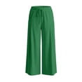 thumbnail image 3 of Lmueinov Women Summer Drawstring Waist Wide Leg Pants Linen Blend Elastic Waist Casual Trousers with Pockets Soft Breathable Summer Pants, 3 of 7