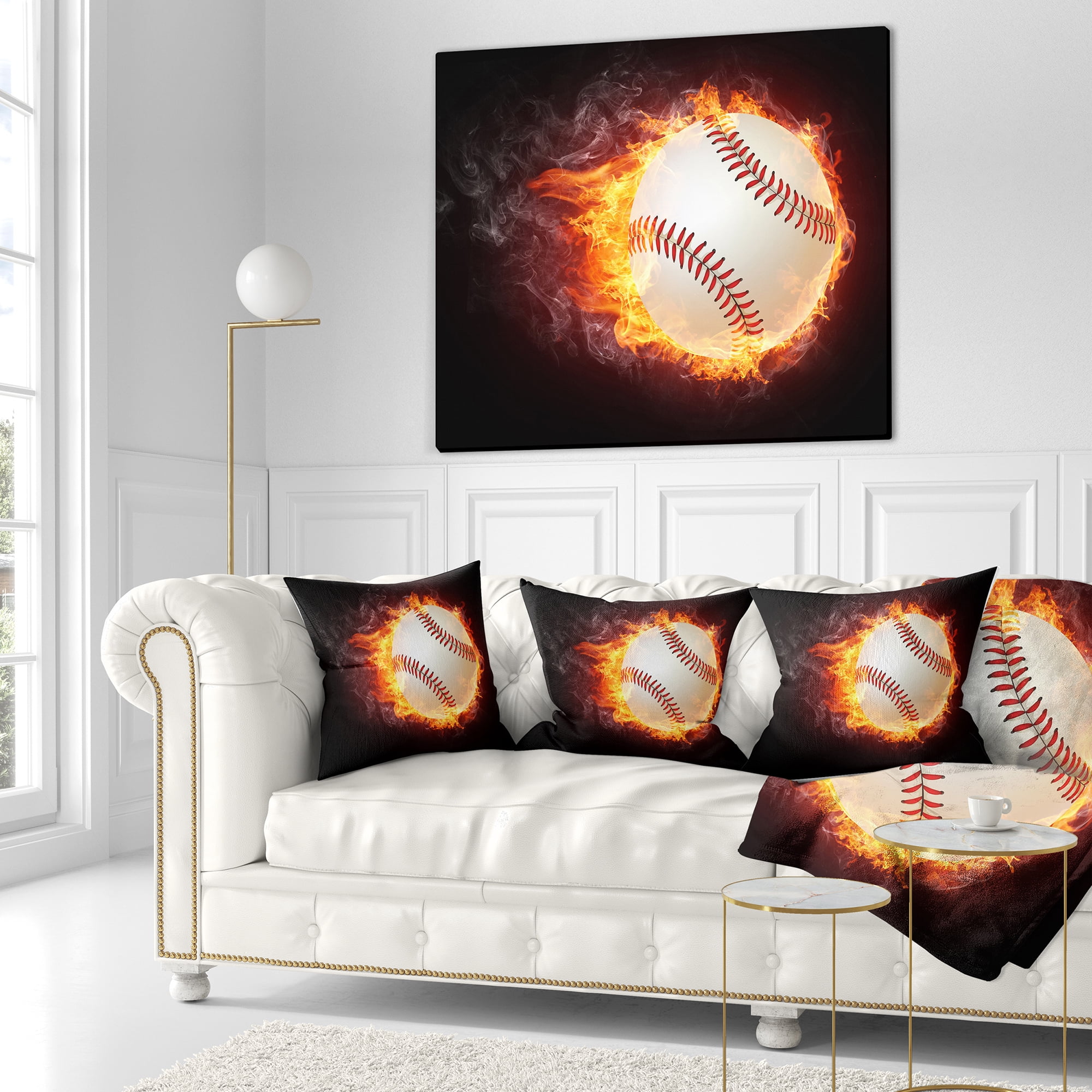 Designart Baseball Ball - Sport Throw Pillow - 18x18