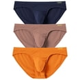 thumbnail image 2 of TANBOM Men's Bulge Enhancing Briefs Mesh Banboo Fiber Underwear Dark Blue/Brown/Orange M 3-Pack, 2 of 6