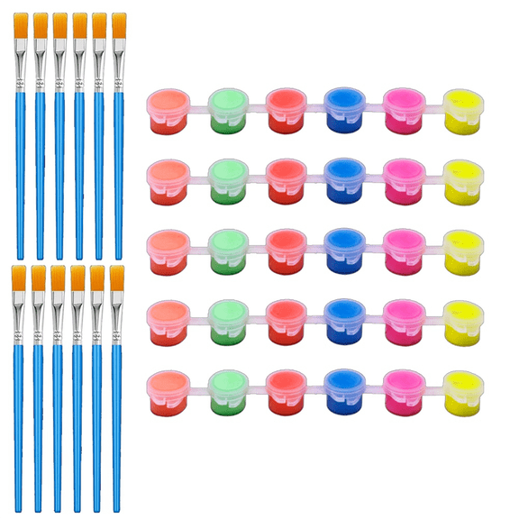 6 Set Glow in the Dark Paint with Paint Brushes 6.7 x 0.8 x 0.8 Inch Bright Colors Acrylic Glow Paint