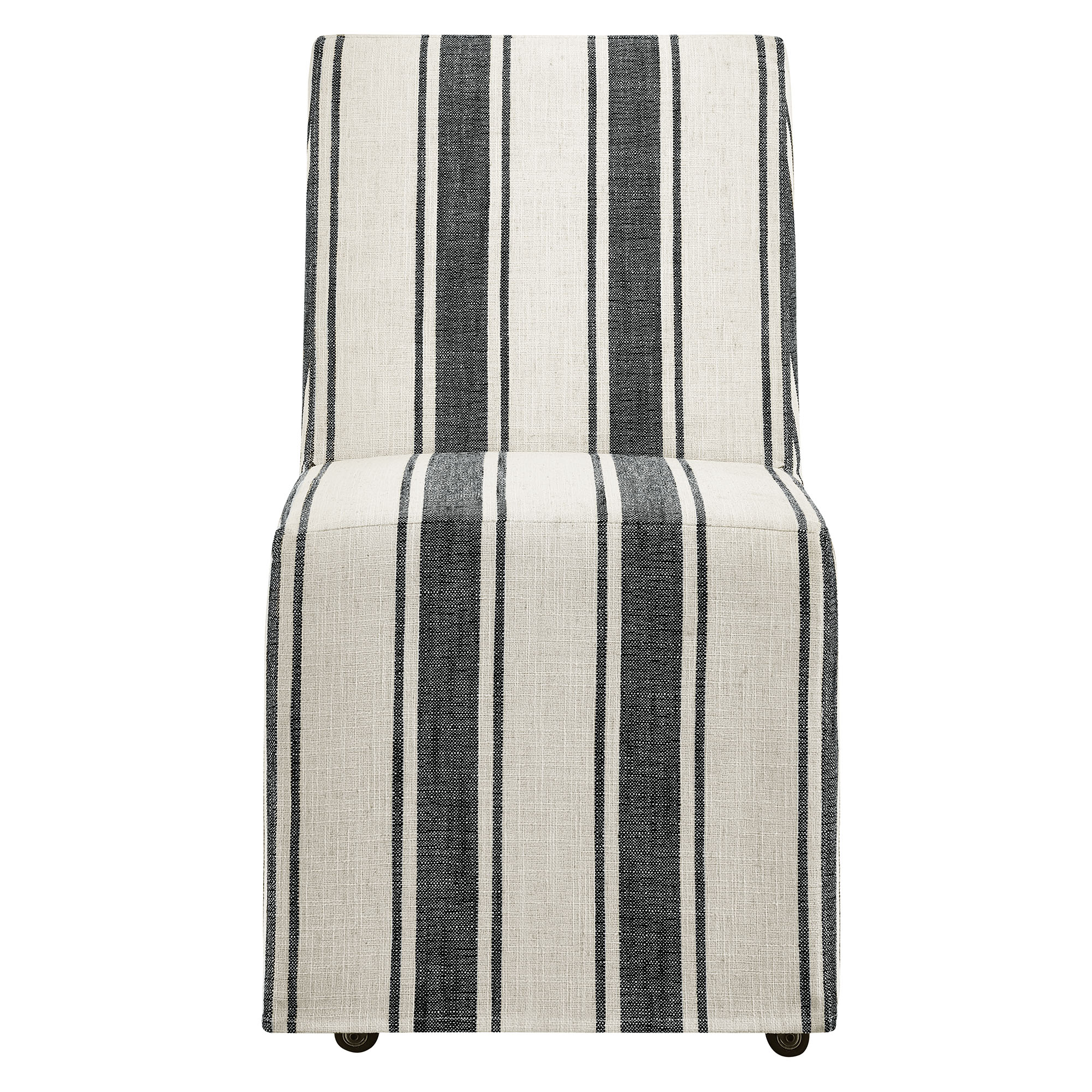 Tessera Striped Slipcovered Dining Side Chair in Black Stripe