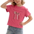 thumbnail image 2 of ITSAME T-Shirts for Girls, Cute Bow Lightweight Comfort Cotton Summer Casual Fashion Tops Red Size 10, 2 of 8