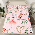 thumbnail image 2 of jejeloiu Cute Ballet Girls Queen Sheet Sets,Cartoon Nutcracker Flat Sheet,Pink Red Green Queen Fitted Sheet For Kids,Luxury Bedroom Decor,4-Piece, 2 of 7