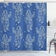 thumbnail image 1 of Cortina de ducha con diseño de astronauta en el cielo, estrellas, traje espacial cósmico, saludo con la mano levantada, juego de decoración de baño de tela con ganchos, 69" de ancho x 70" de largo,, 1 of 2