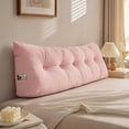 thumbnail image 4 of Sulaicai Headboard Pillow, Dorm Headboard Wedge Pillow, Handmade Support Backrest Large Bolster Cushion with Side Pockets, Pink (Cal King: 200cm / 79 x 16 x 8 in), 4 of 6